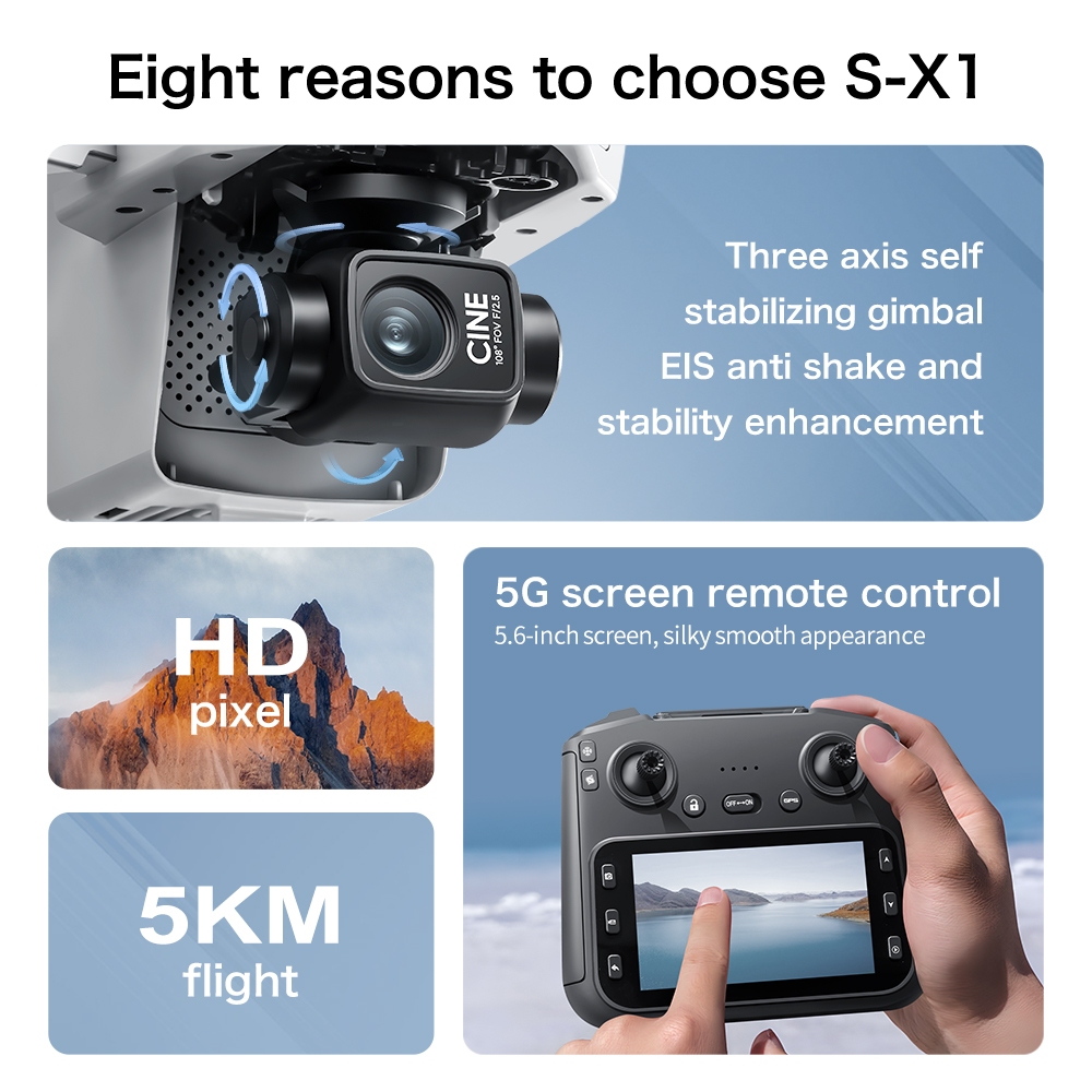 Lenovo S-X1 MAX GPS Drone 3-Ax - Drone Gimbal 3 Axis recension och pris